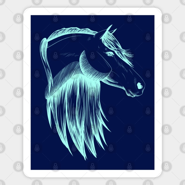 Aqua Horse Sketch Magnet by Lady Lilac